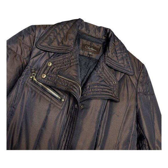 COLE HAAN Down & Feather Fill Winter Puffer Parka Coat Jacket Womens Small - Picture 7 of 8